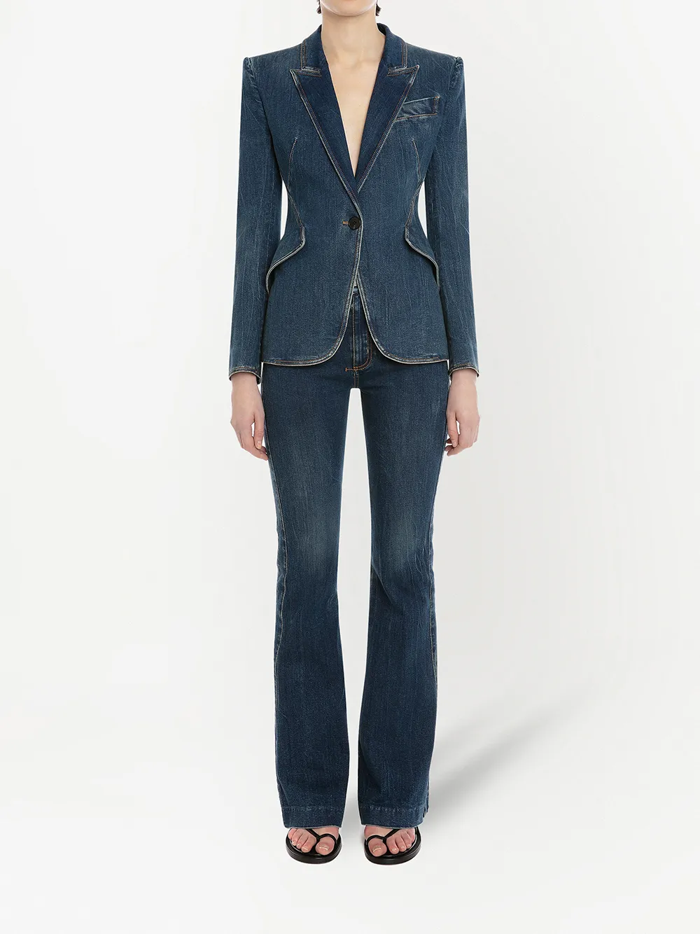 Image 2 of Alexander McQueen fitted denim blazer