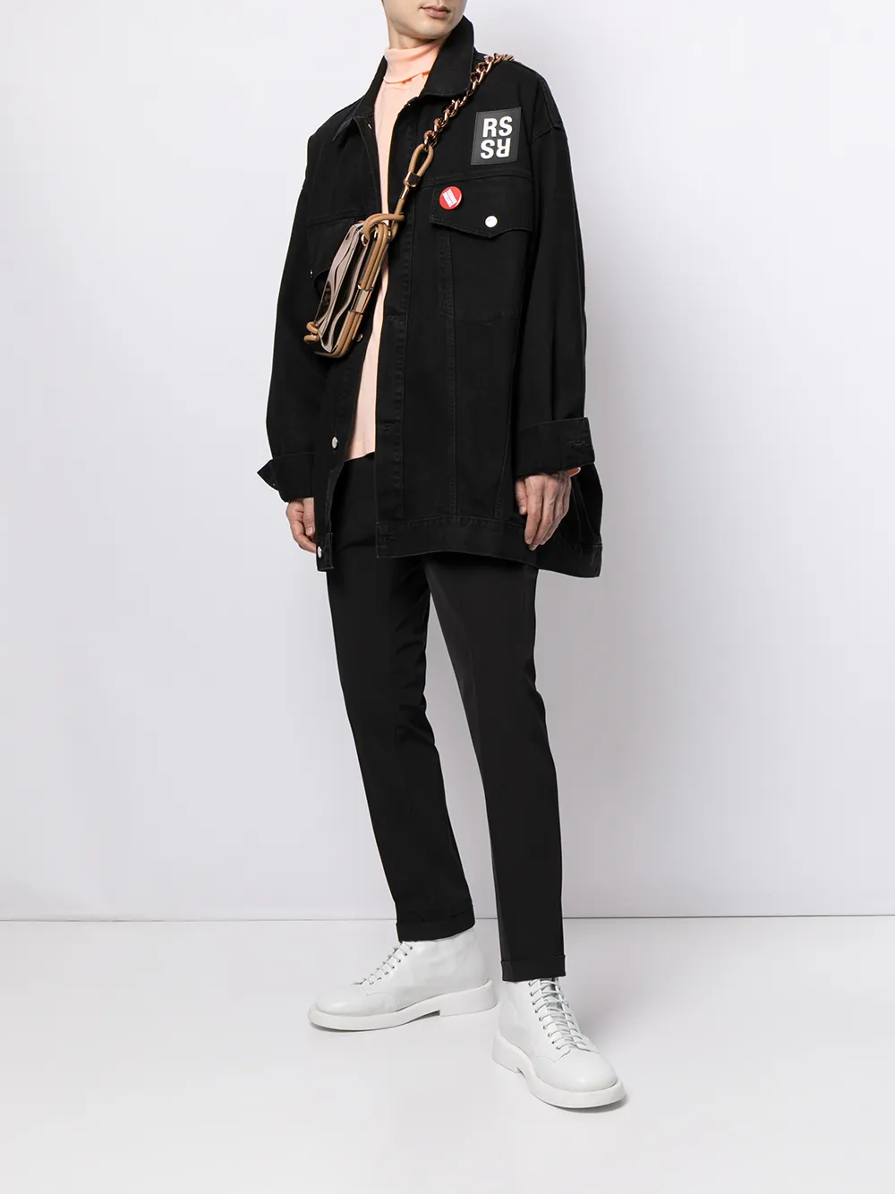 фото Raf simons джинсовая куртка с нашивкой-логотипом
