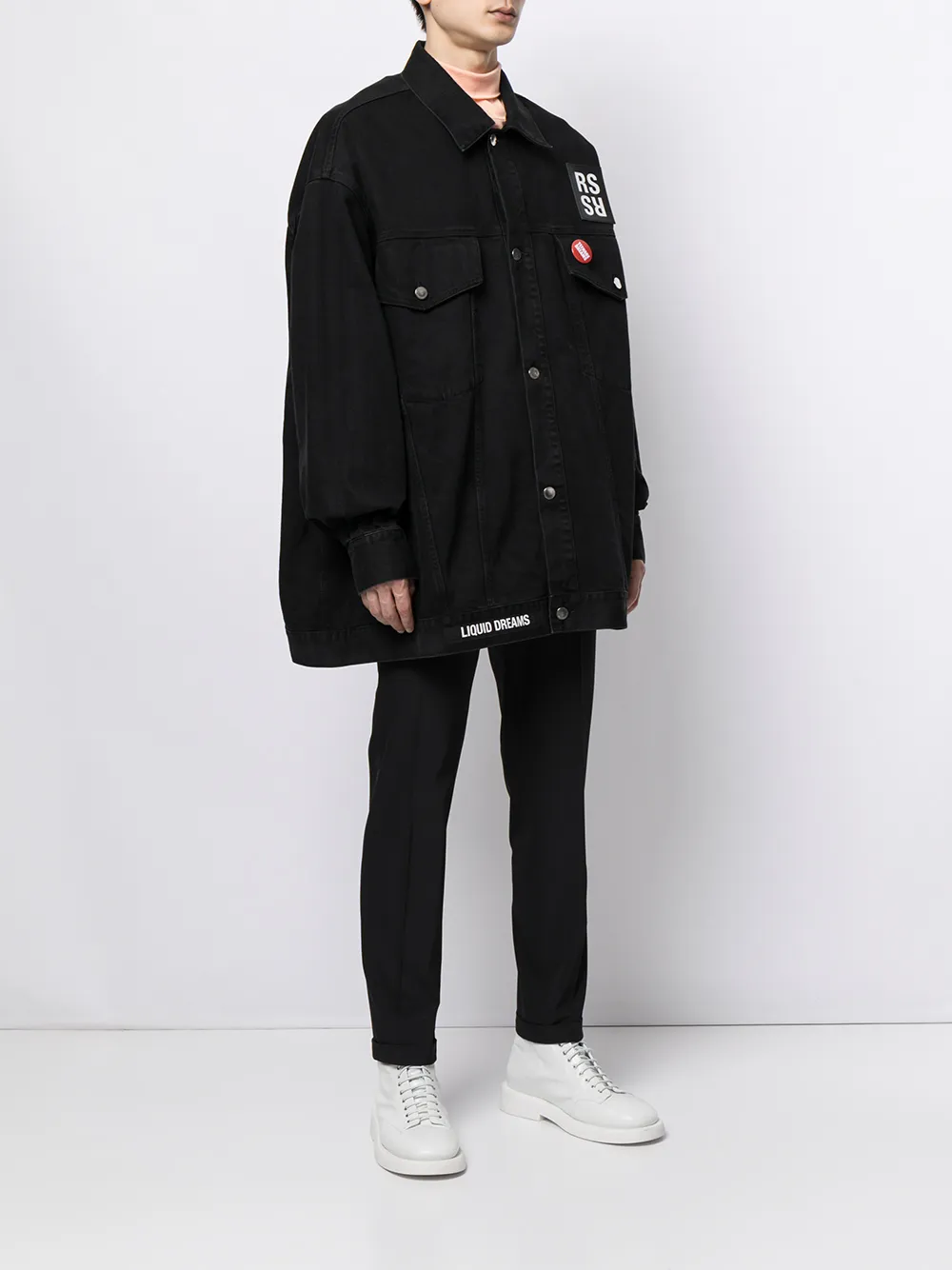 фото Raf simons джинсовая куртка с нашивкой-логотипом