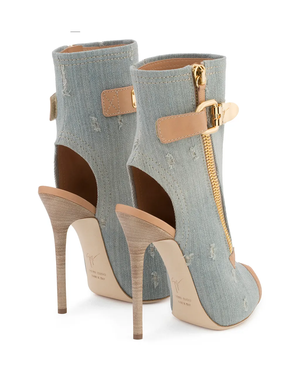 Giuseppe Zanotti Roxie distressed-effect denim ankle boots Blue