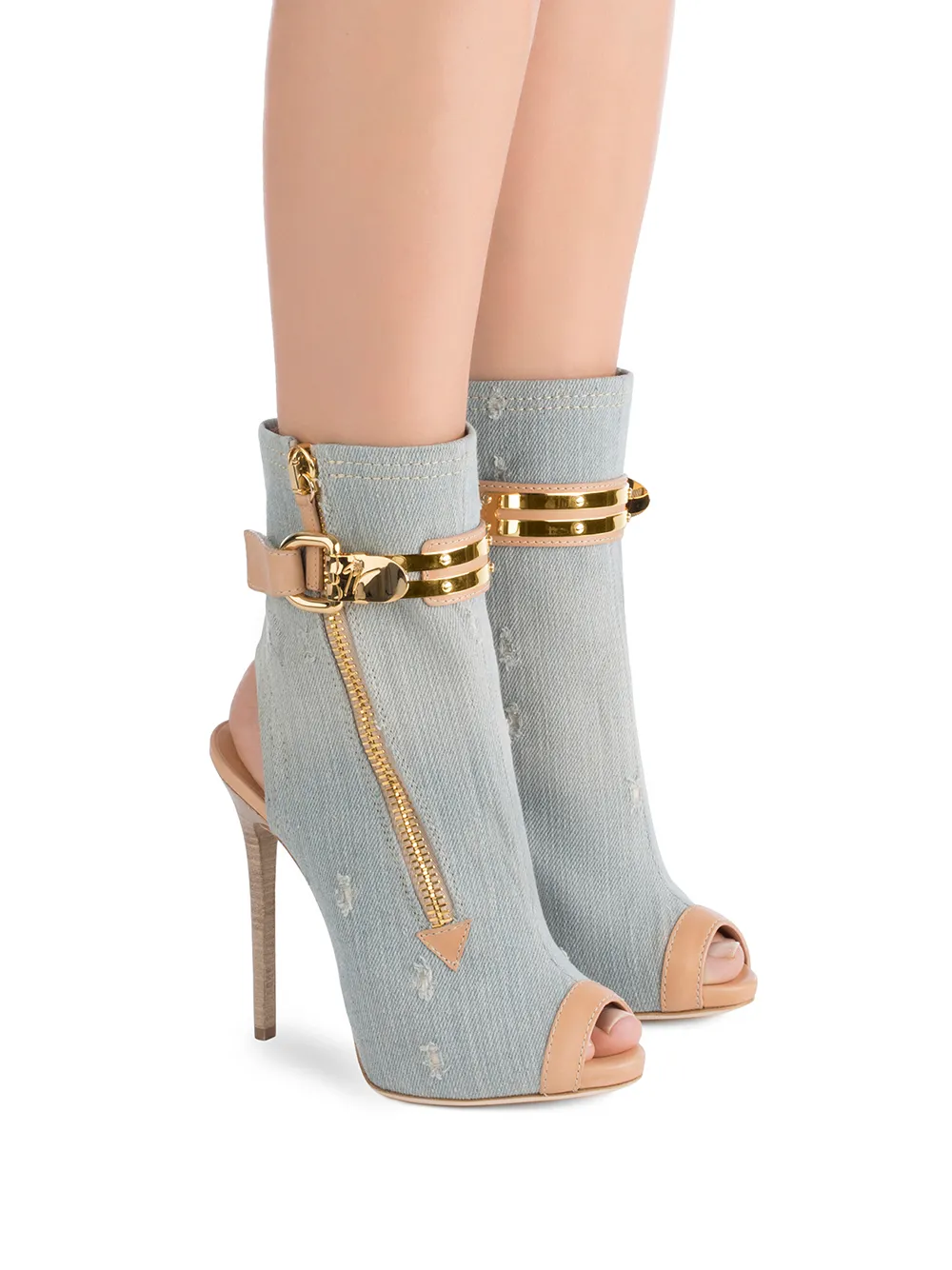 Giuseppe Zanotti Roxie distressed-effect denim ankle boots Blue