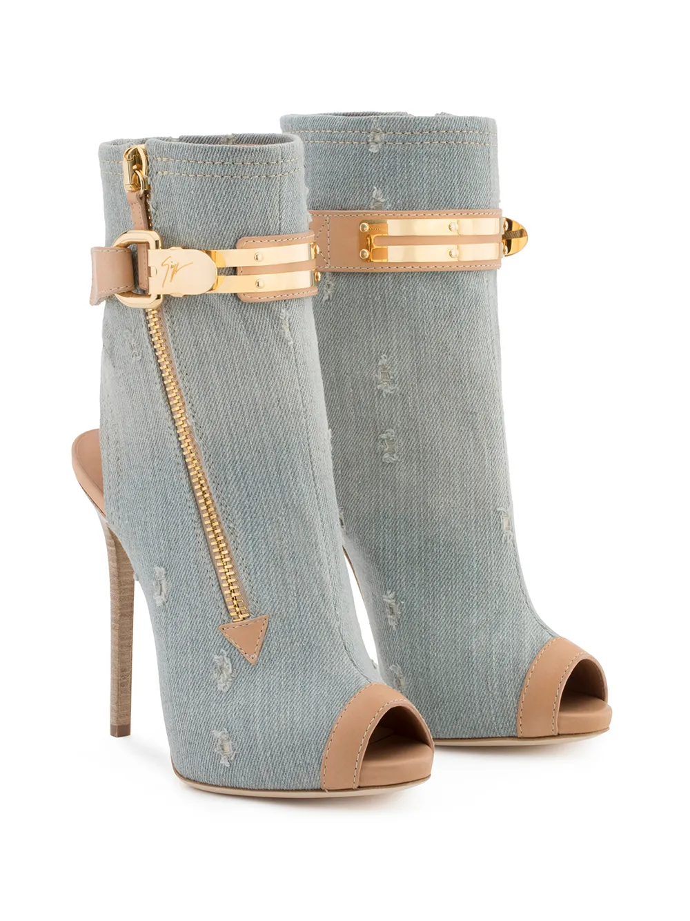 Giuseppe Zanotti Roxie distressed-effect denim ankle boots Blue