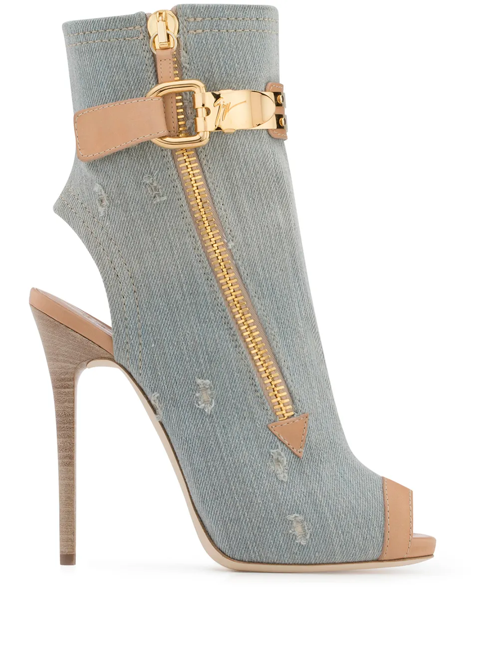 Giuseppe Zanotti Roxie distressed-effect denim ankle boots Blue