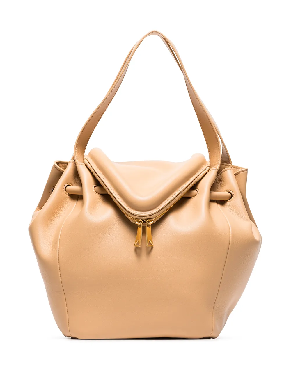 Click to view more detailed imagery on our partner's website Bottega Veneta Womens Almond-gold Beak Small Shoulder Bag In Nude
