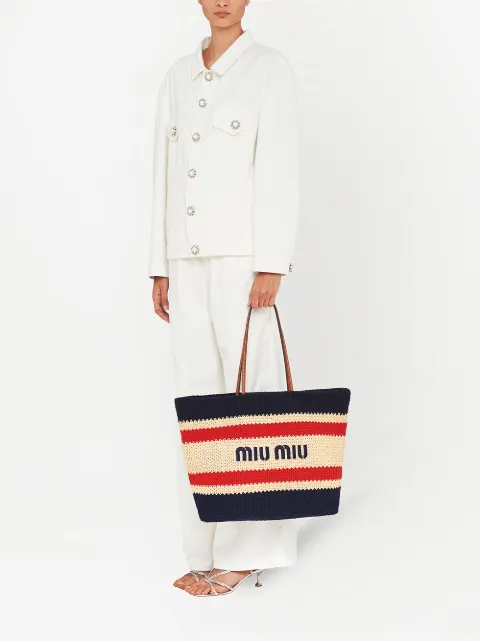 Miu Miu logo-print tote bag 5BG228VOOO2DO3 - 3