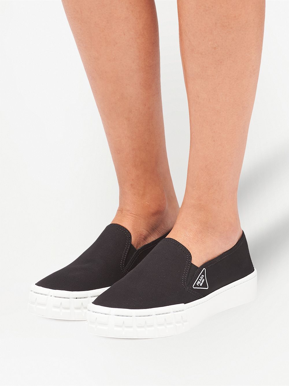 Shop Prada Wheel Slip-on Sneakers In Schwarz