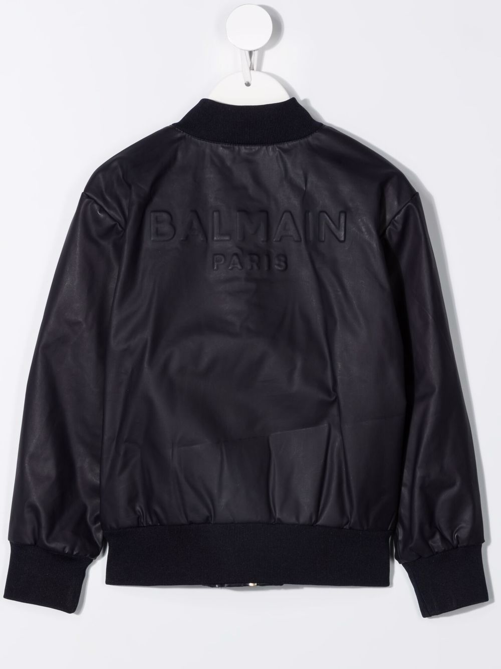 Shop Balmain Logo-embossed Bomber Jacket In 蓝色