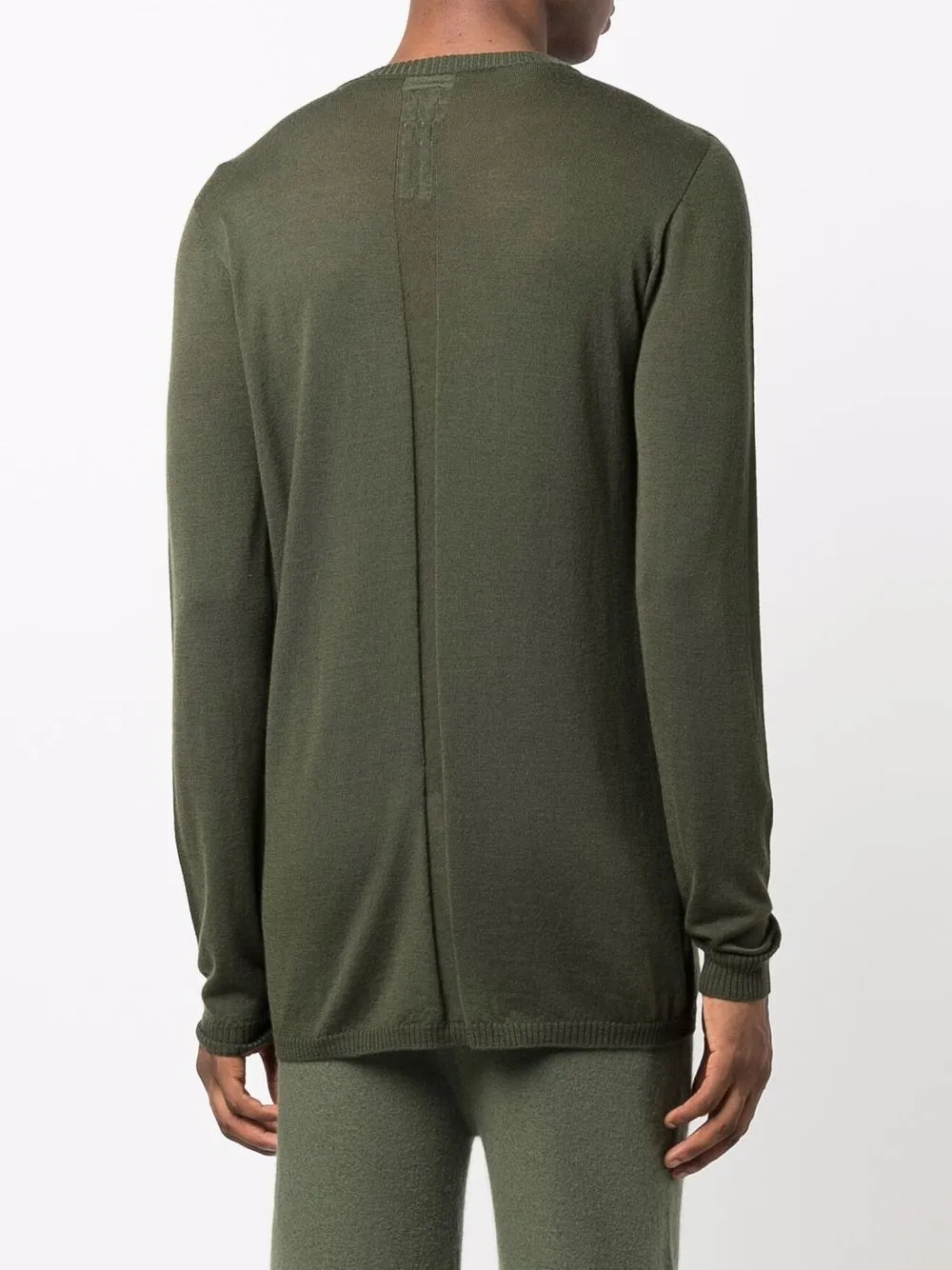 Rick Owens Green Cashmere Biker Crewneck Sweater In Green