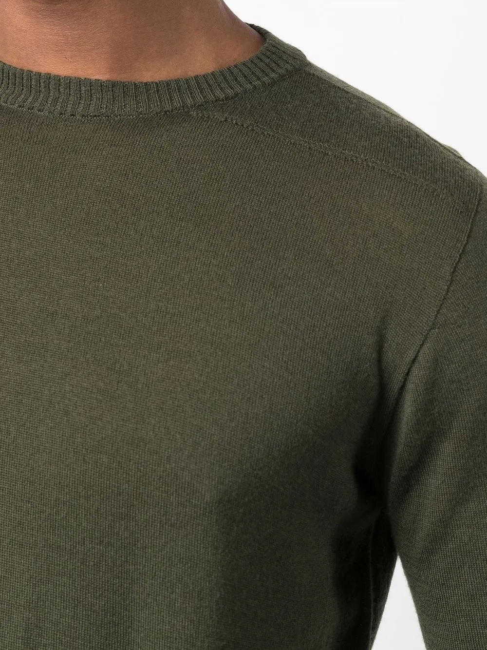 Rick Owens Green Cashmere Biker Crewneck Sweater In Green