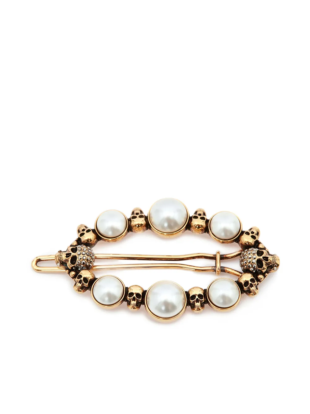 

Alexander McQueen broche para el cabello con perlas y calaveras - Dorado