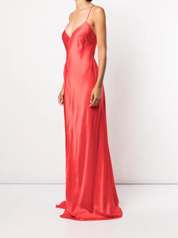 ワンピース Michelle mason saffron gown Michelle Mason cross-strap Silk Wrap Gown | Red | FARFETCH