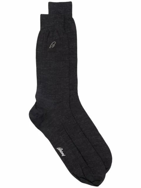 Brioni calcetines con logo en intarsia