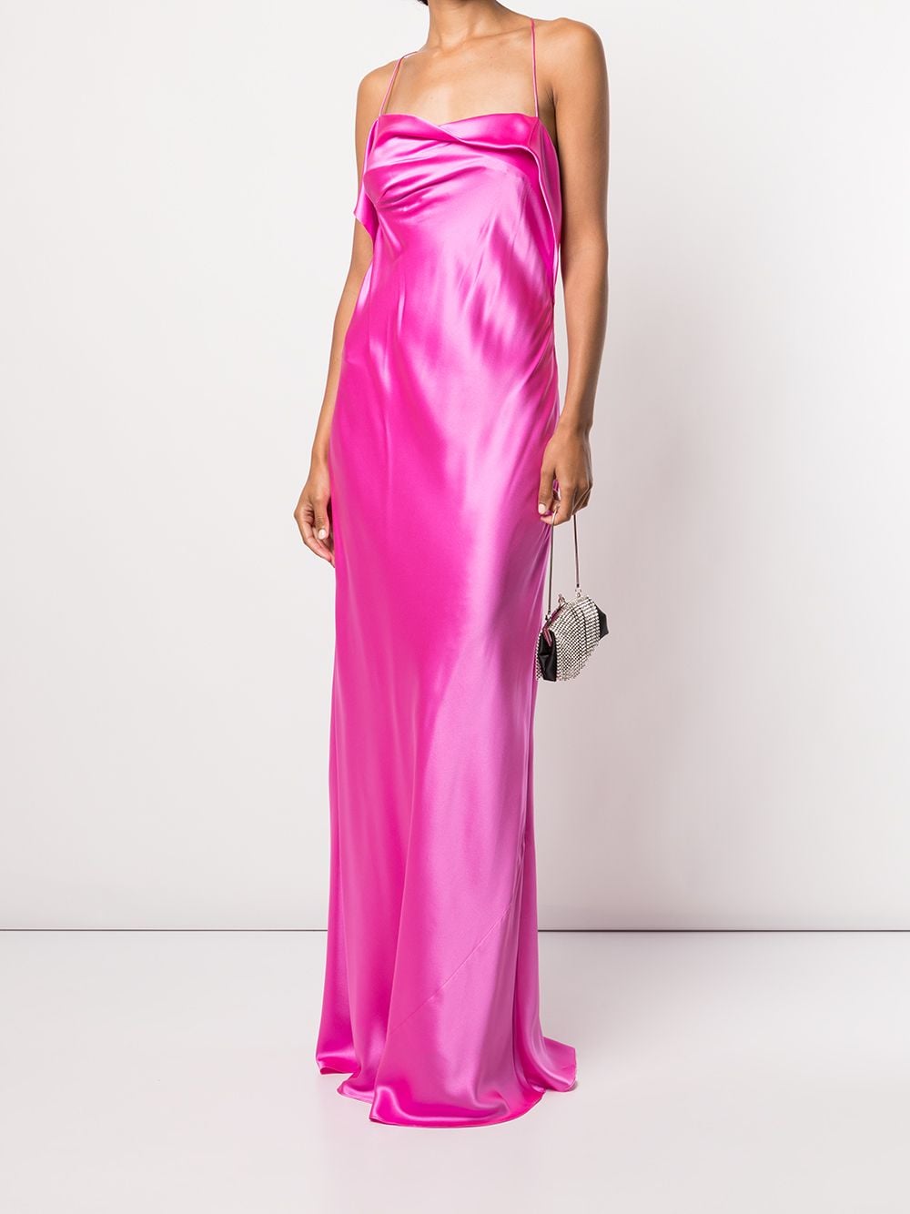 Shop Michelle Mason Bias-cut Silk Gown In Pink
