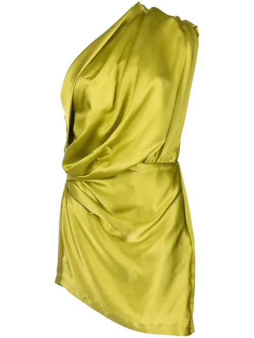 Robe courte asymétrique en satin - Michelle Mason - Modalova