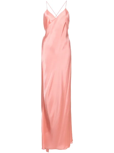 Michelle Mason cross-strap silk wrap gown