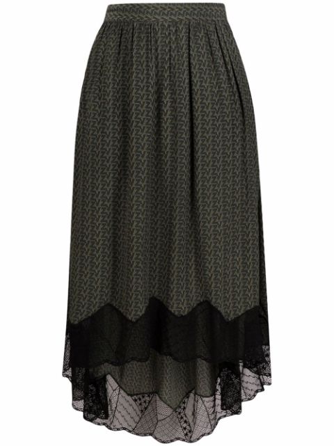 Zadig&Voltaire lace-trim monogram-print Skirt - Farfetch