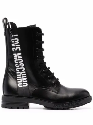 【関税＆送料込み】Moschino 'Brick' Boots Moschino Black ankle boots with logo - Black | MB24024G08GE400A