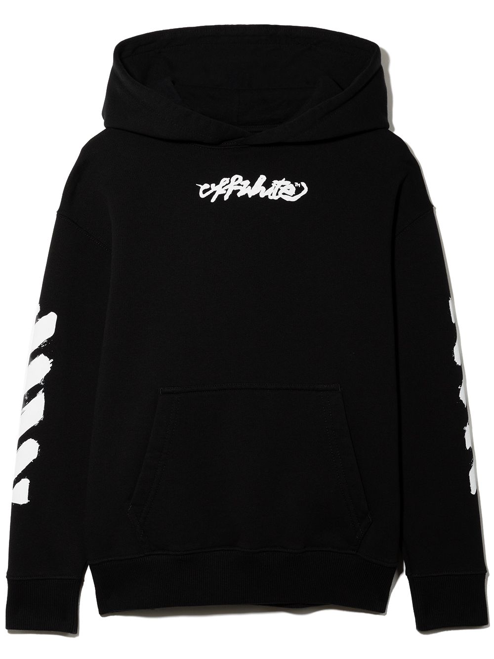 Off-white Kids' Arrows Print Hooded Sweatshirt In Black