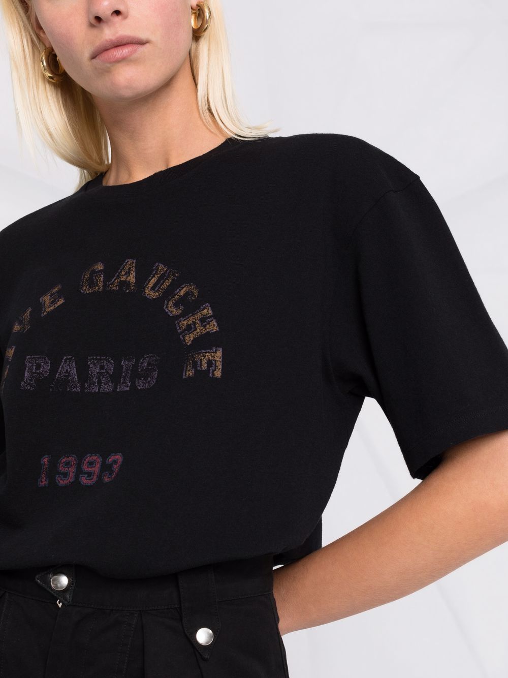 Shop Saint Laurent Rive Gauche Print T-shirt In Schwarz