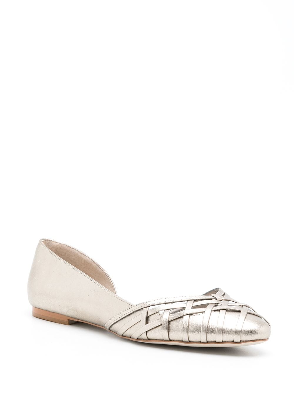Shop Sarah Chofakian Victoria Leather Ballerina Shoes In Silver