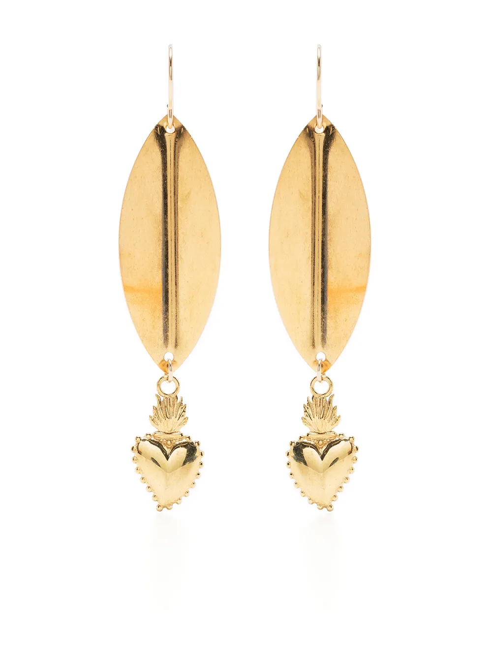 

Petite Grand aretes con motivo de corazón y hoja - Dorado