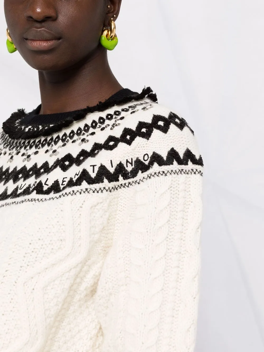Valentino Garavani Foulard Archive cable-knit jumper | Image 5