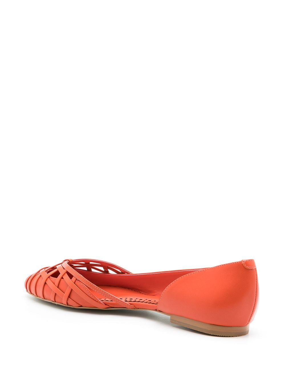 Shop Sarah Chofakian Victoria Leather Ballerina Shoes In Orange