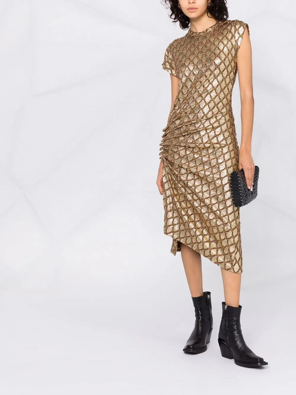 фото Paco rabanne платье асимметричного кроя с эффектом металлик