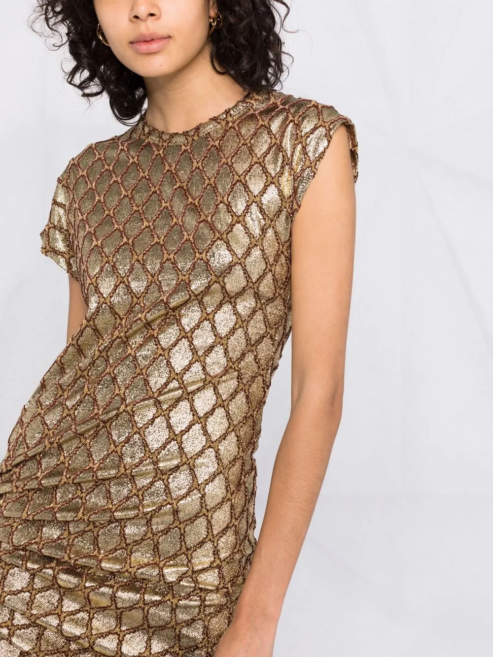 фото Paco rabanne платье асимметричного кроя с эффектом металлик