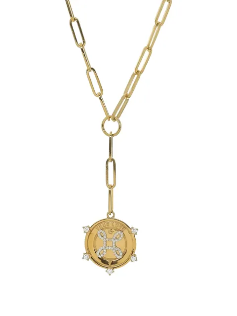 Foundrae 18K yellow gold Classic Fob True Love diamond necklace