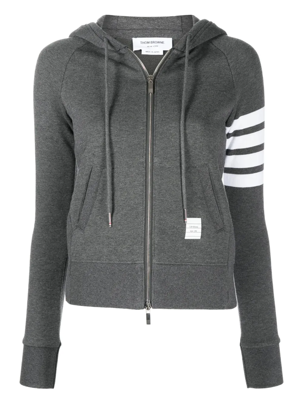 Thom Browne 4-Bar stripe zip-fastening hoodie | Grey | Image 1
