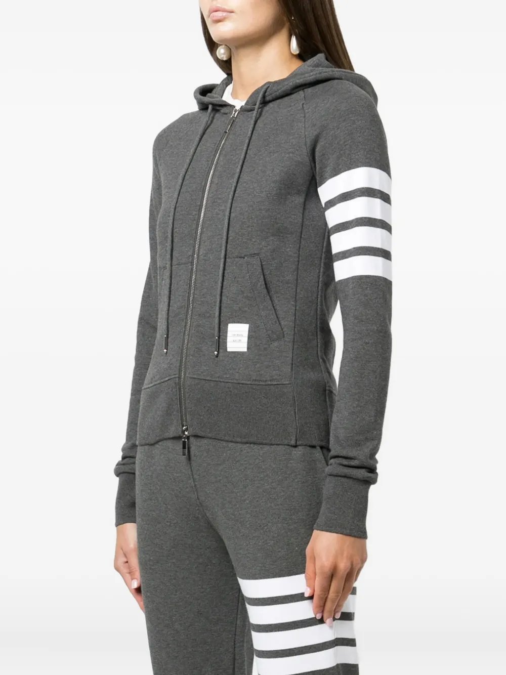  Thom Browne Kapuzenjacke Mit Streifen   Grau 