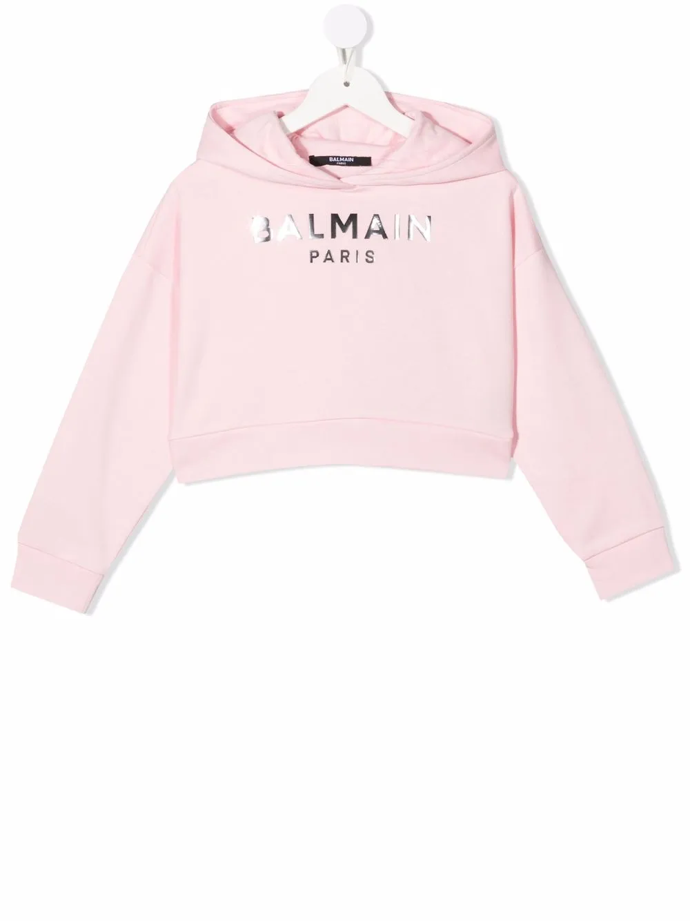 

Balmain Kids hoodie corta con logo - Rosado