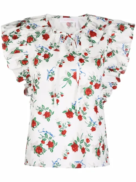 See by Chloé floral-print ruffle-collar blouse