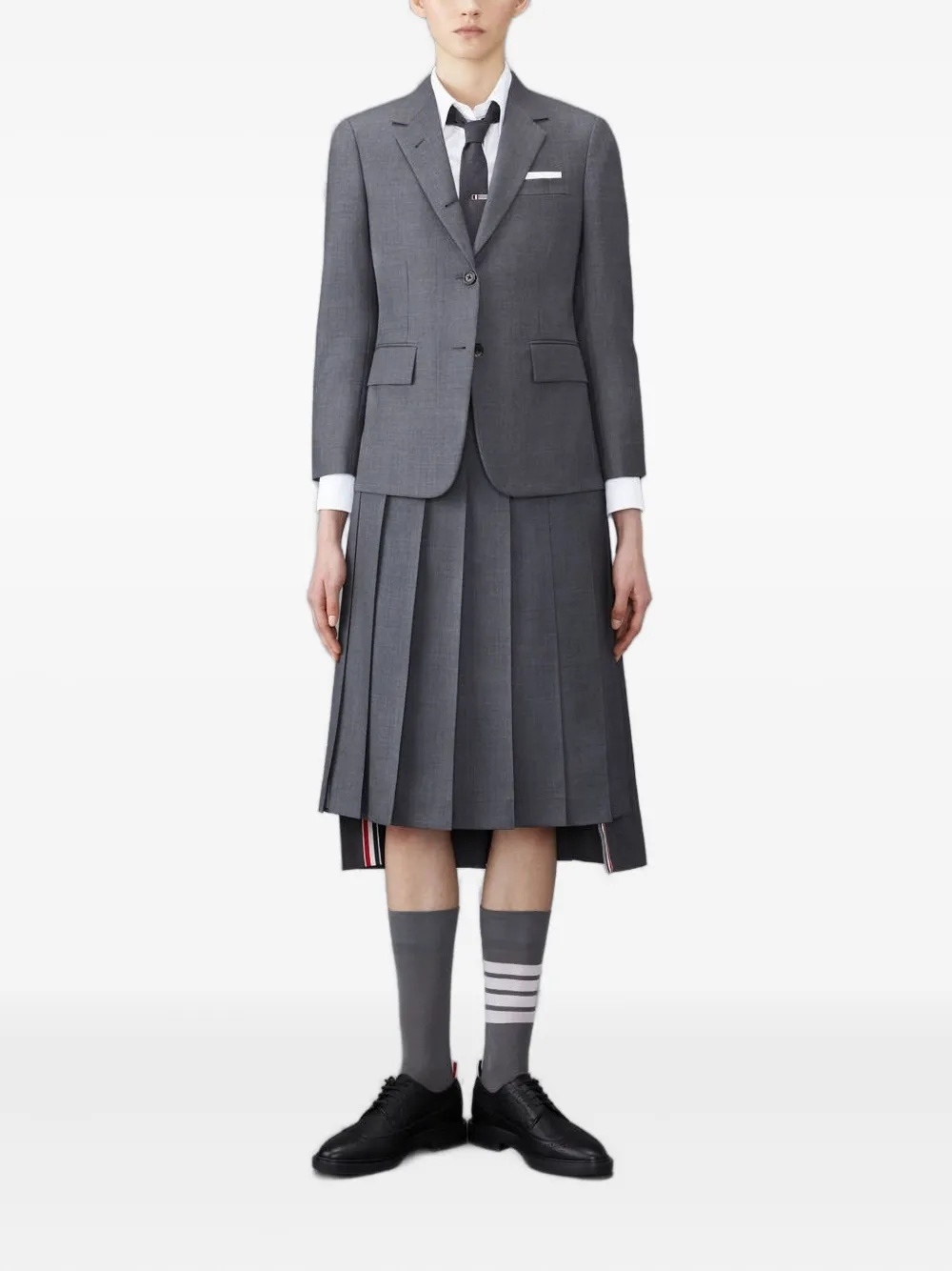 Thom Browne Pleated Wool Jacket In Gray