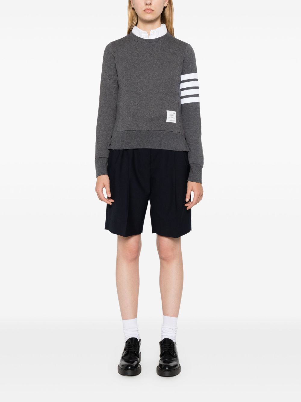 Thom Browne CLASSIC SWEATSHIRT IN CLASSIC LOOP BACK W/ ENGINEERED 4 BAR - Grijs