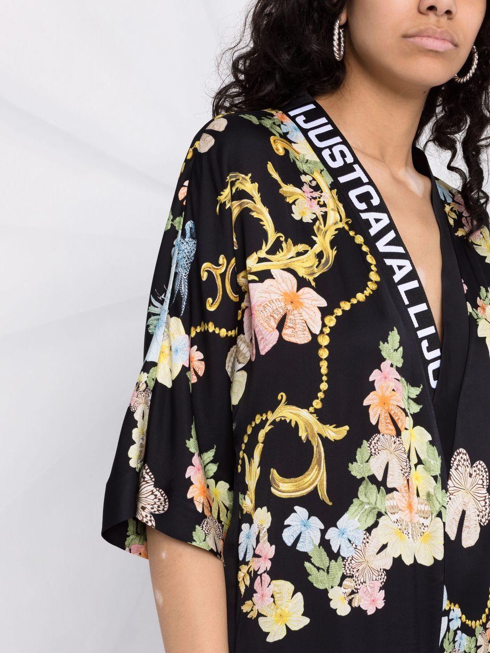 фото Just cavalli платье с цветочным принтом и логотипом