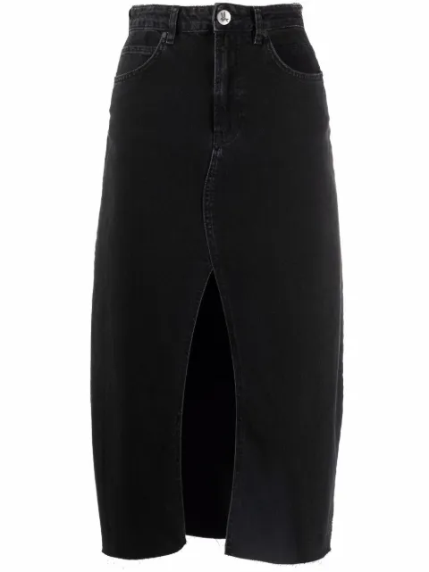 One Teaspoon Rocko faded denim midi skirt