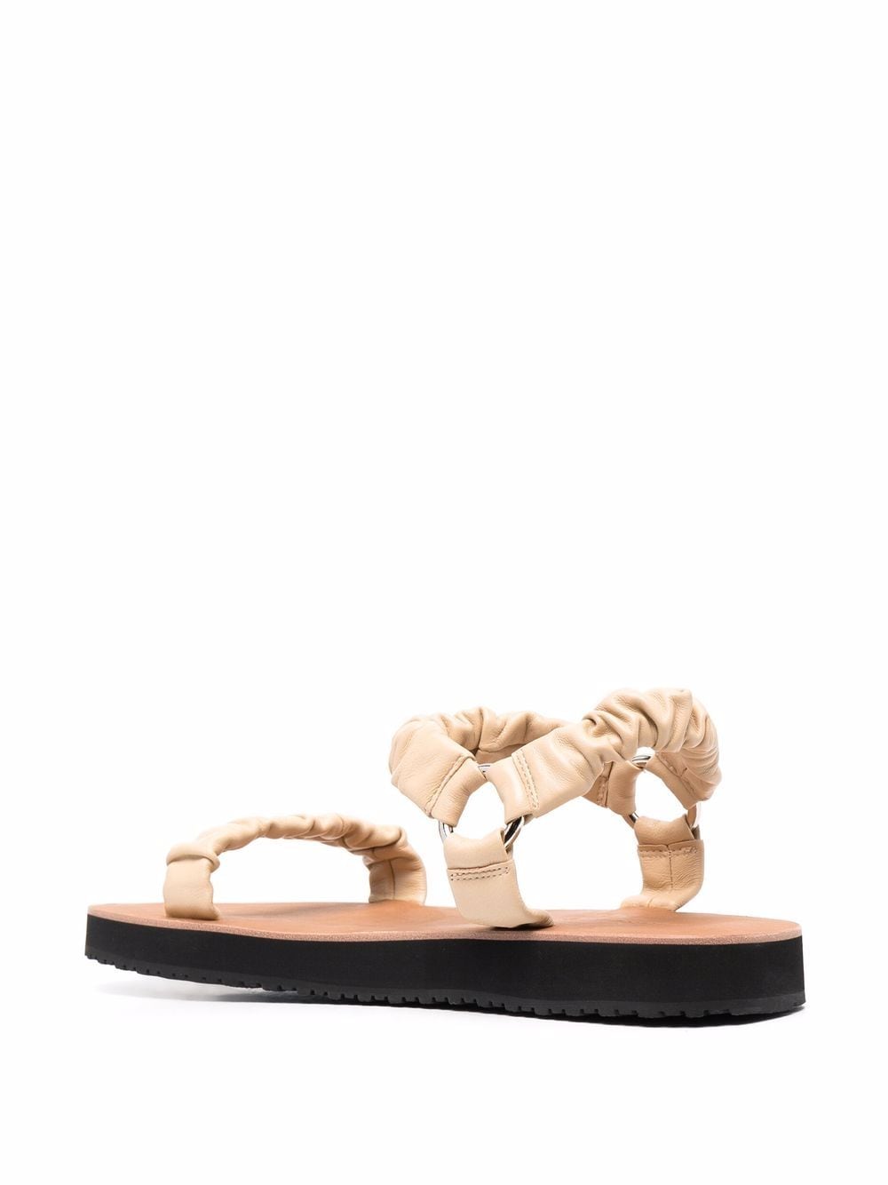 Shop 12 Storeez Ruched Leather 20mm Sandals In Neutrals