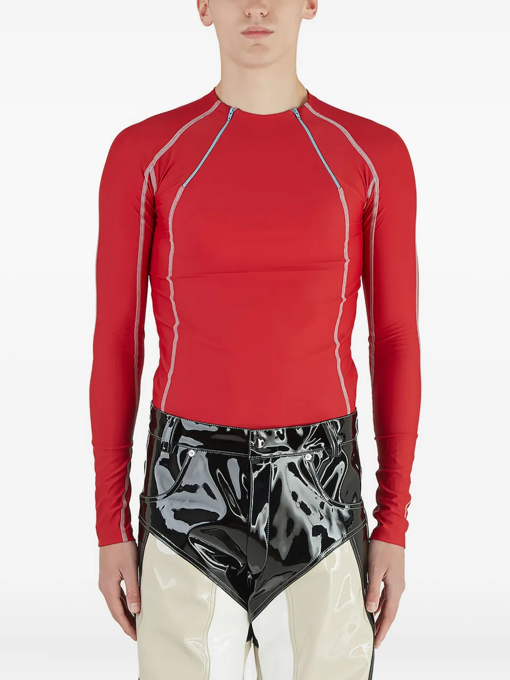 GmbH Ande zip-detail long-sleeve T-shirt | Red | Image 1