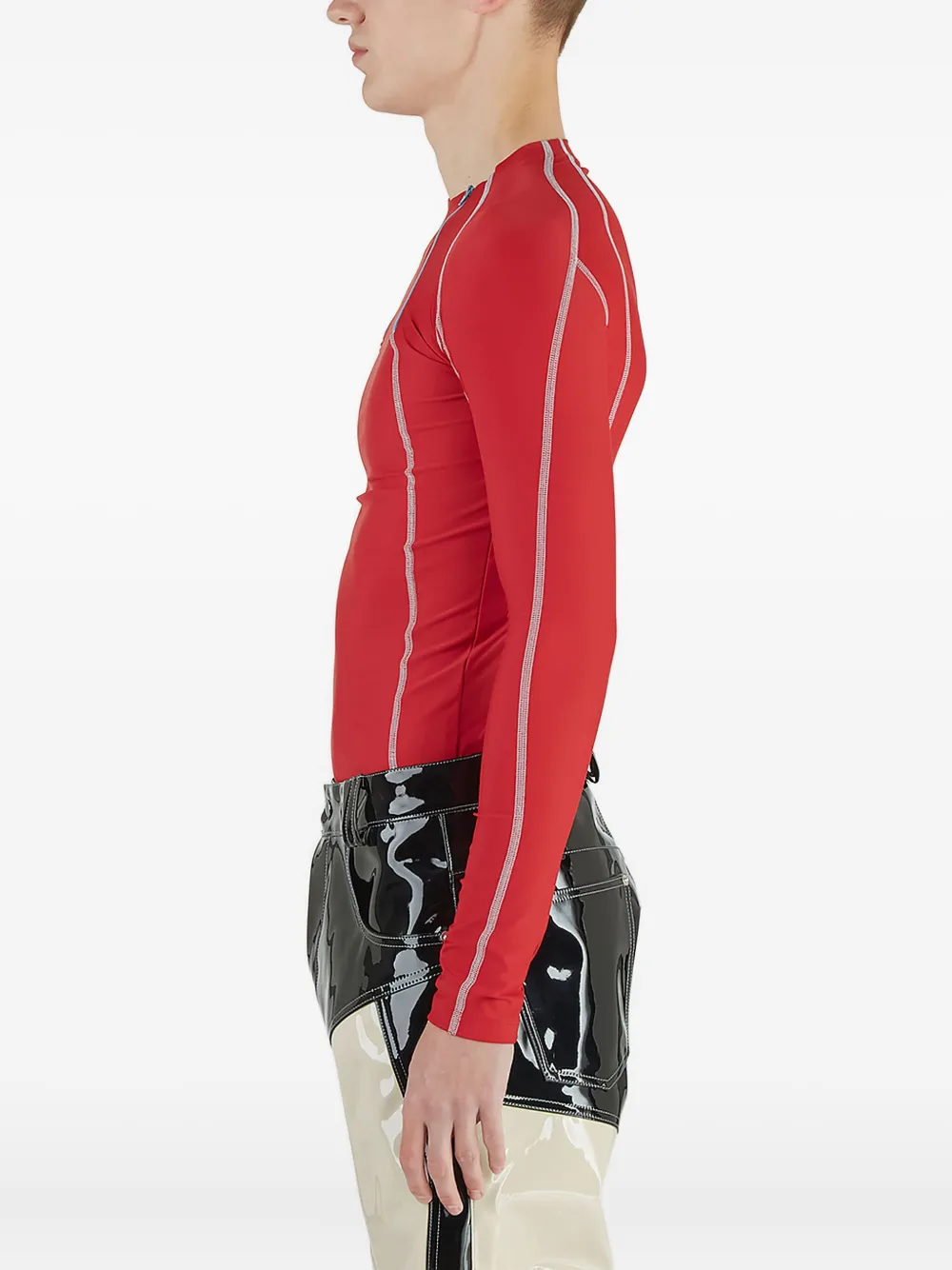 Gmbh Ande Zip-detail Long-sleeve T-shirt In Red