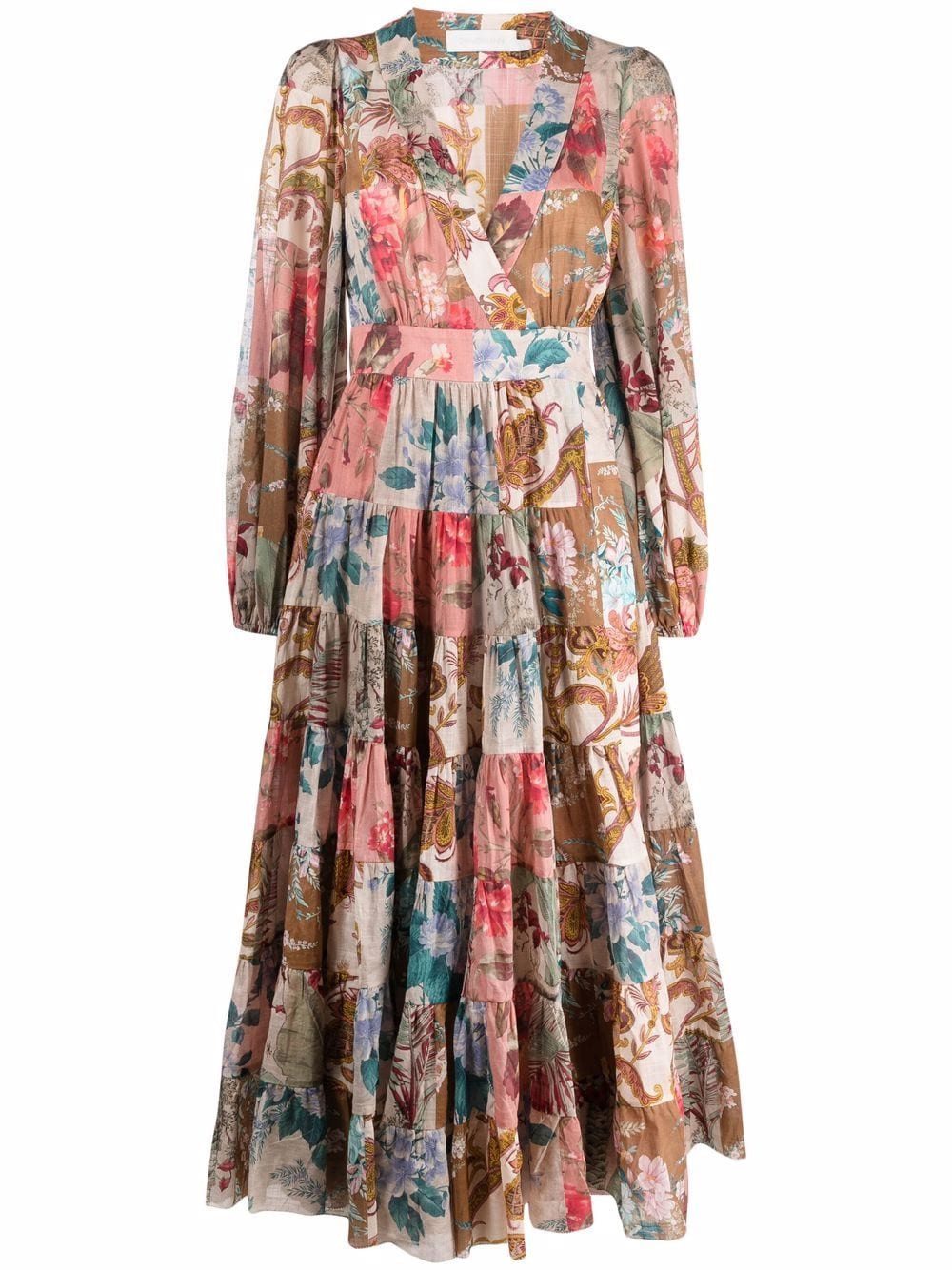 Zimmermann Cassia Patchwork Floral-print Cotton-voile Wrap Dress In ...