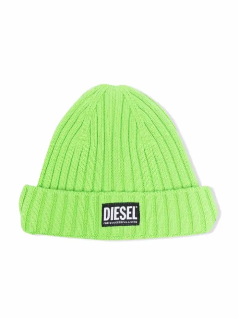 Diesel Kids طاقية بشارة شعار الماركة وحياكة مضلعة