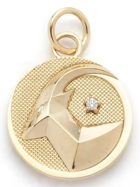 Foundrae 18K yellow gold Baby Capricorn Medallion diamond pendant