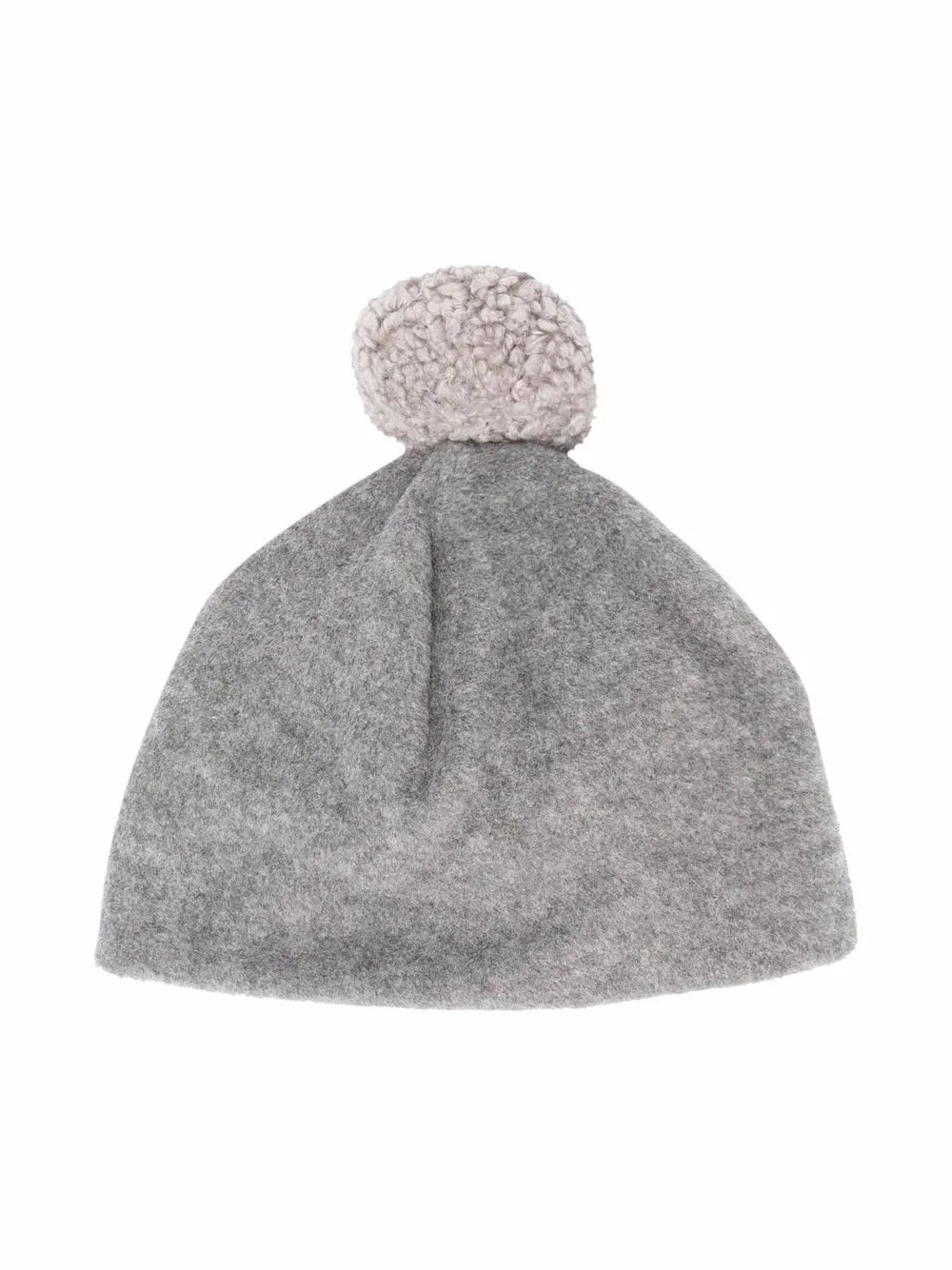 Il Gufo Babies' Two-tone Pompom Beanie In Grey