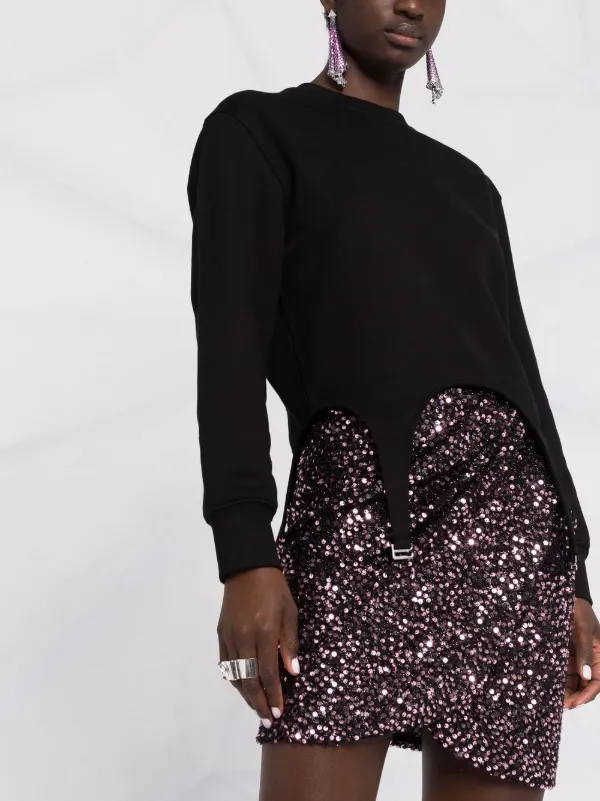 sequin wrap mini skirt