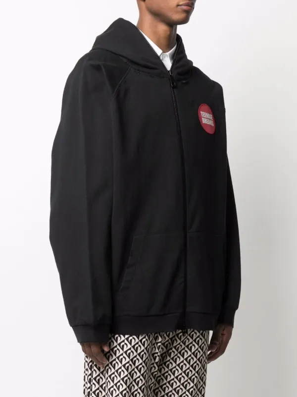 Raf Simons Teenage Dreams Zipped Hoodie | Black | FARFETCH