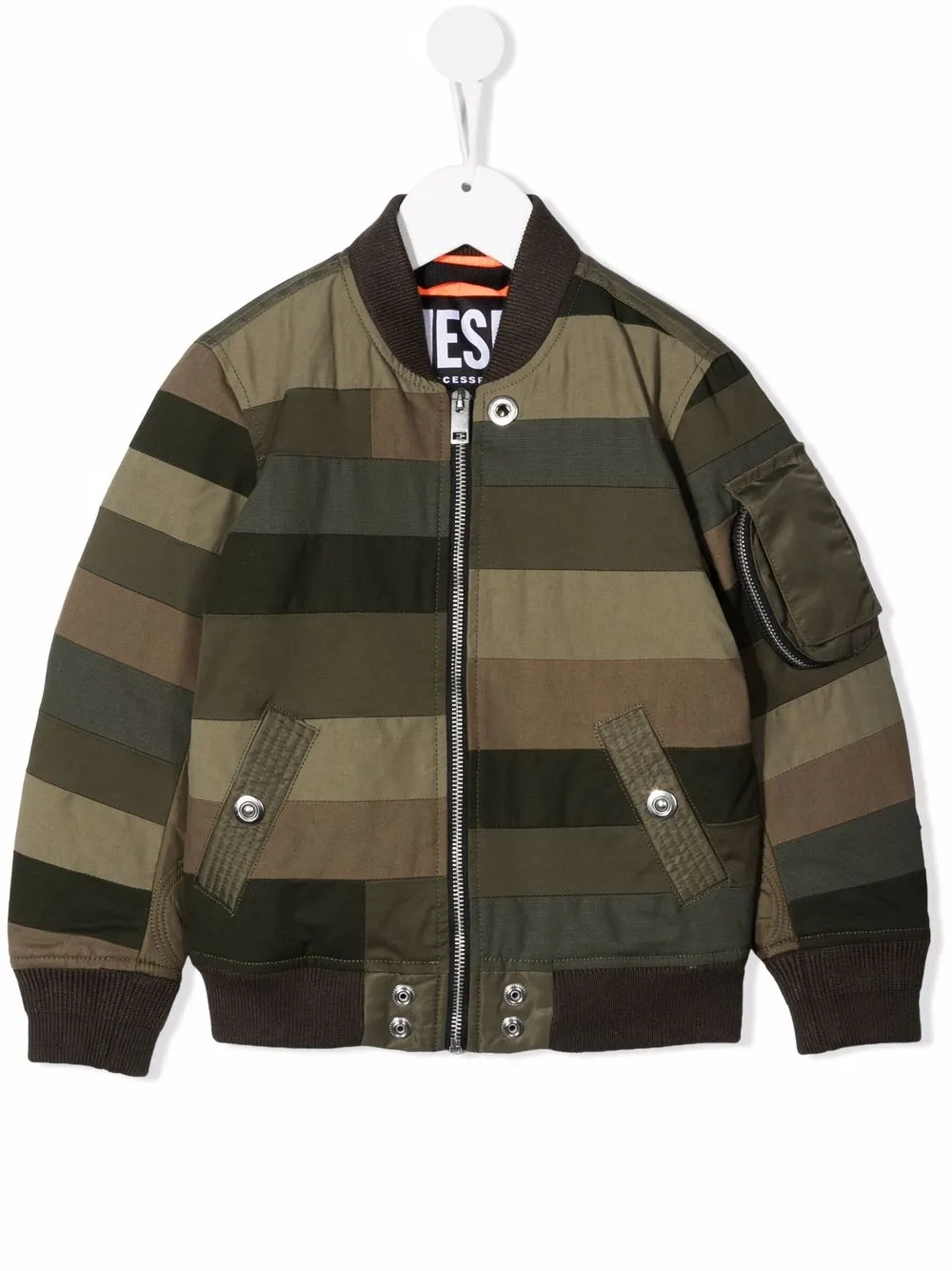 

Diesel Kids chamarra bomber Striped Patchwork - Verde