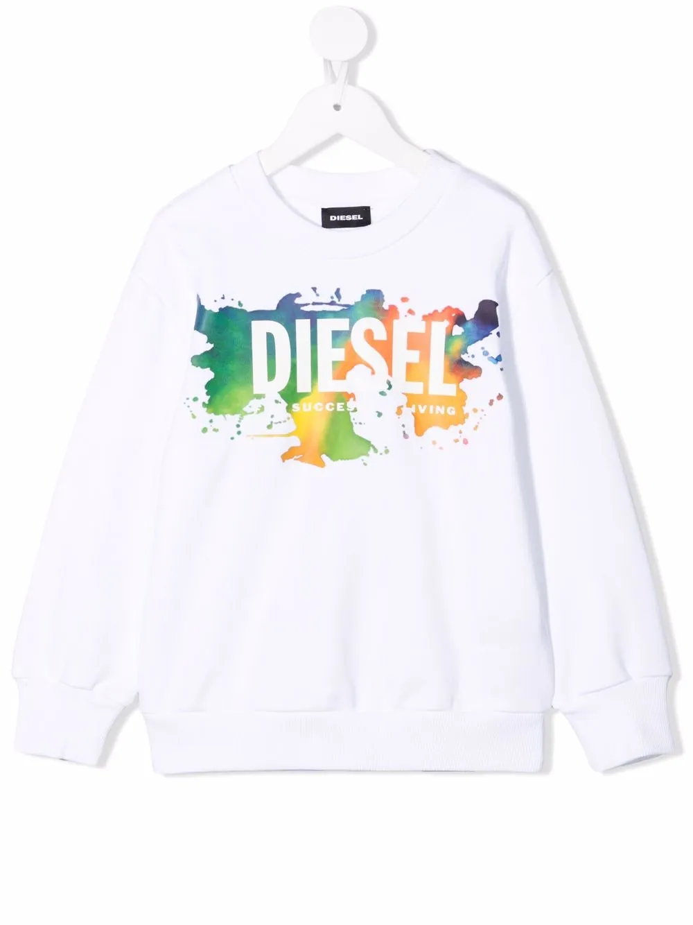 

Diesel Kids sudadera con logo y estampado de acuarela - Blanco