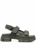 GANNI logo patch touch-strap sandals - Green